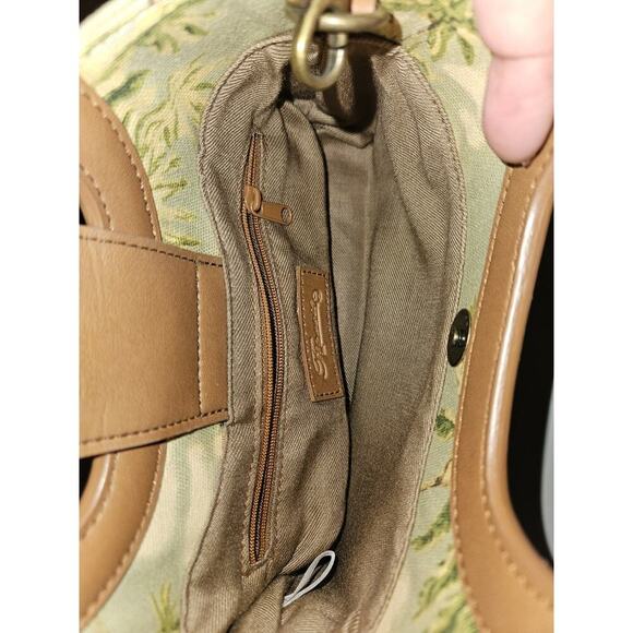 Fossil Oasis Mini Crossbody Tropical Leather Woven EUC 8x5.5x2.5 - Picture 12 of 13